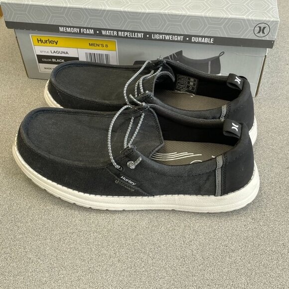Hurley Laguna Bungee Shoes Men's Size 8 Slip-On Black Memory Foam Canvas - Picture 3 of 8